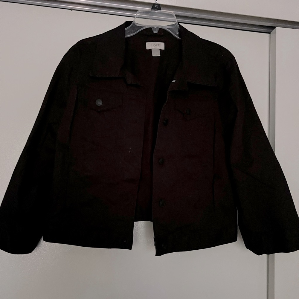 Black denim cropped Loft jacket